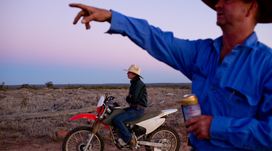 man showing land